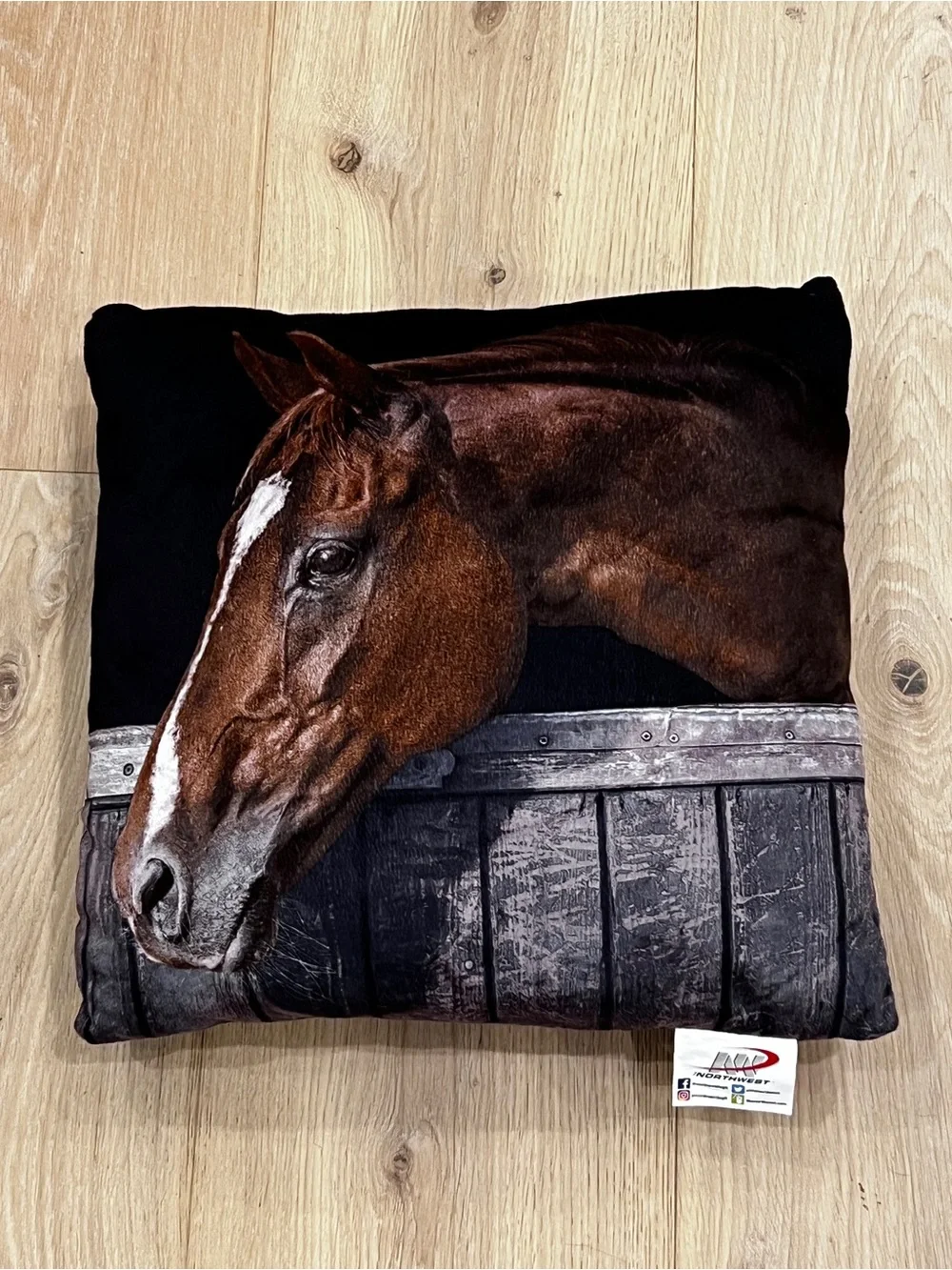 Horse Photo Decorative Throw Pillow in Brown and Black (16x16)